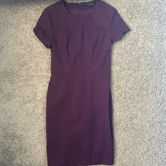 W Banana Republic Burgundy Wine Sheath Midi Dress Size 0 |E5 - Picture 2 of 8